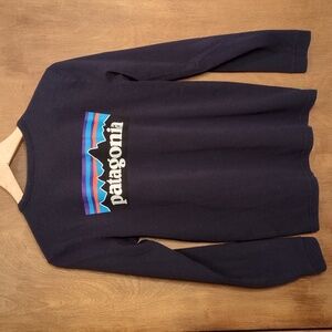 Patagonia Dark Blue Crew Neck Long Sleeve Logo T-Shirt